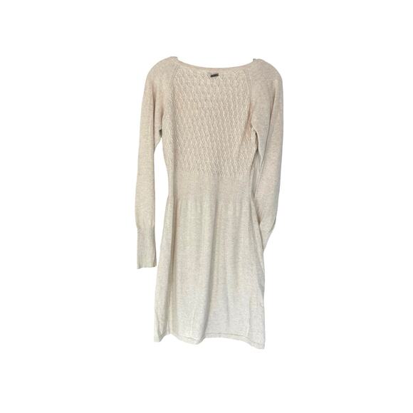 Prana Zora Cable Knit Cream Crew Neck Granola Girl Sweater Dress Size Small - Picture 10 of 14